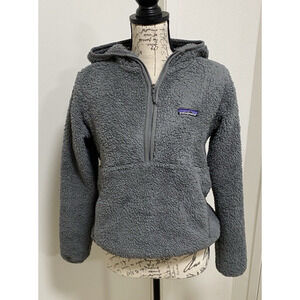Patagonia Sweater Womens Small Grey Los Gatos Fleece Hooded Kangaroo Pocket